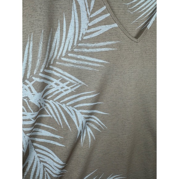 Chicos Palm Leaf VNeck Dolman Sleeve Top Tunic Beige Size XL Resort Tropical - Picture 7 of 9